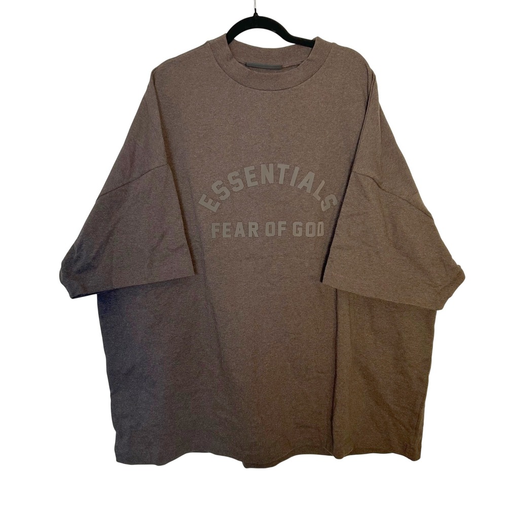 Fear Of God Essentials Oversized Tshirt Mens 2XL Heather Wood Brown Heavy cotton
